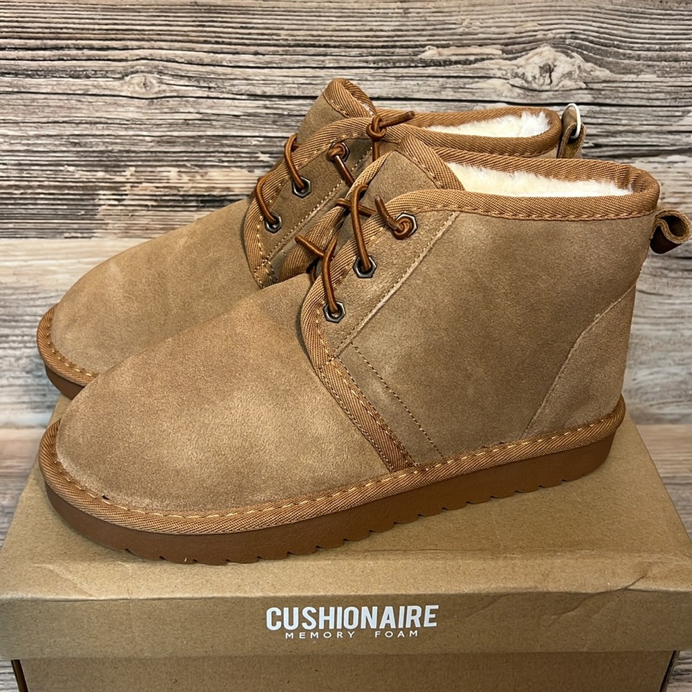 Cushionaire HARPER Chestnut Suede Fur Lined Slip On Boots New!